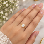 Oval White Stone Gold-Tone Ring - Image 2