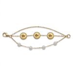 IR Gems Stainless Steel Coin Bracelet | Double Chain Gold Pearl & Coin Charms | Anti-Tarnish