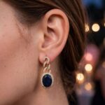 IR Gems Royal Blue Zircon Chain Drop Earrings | Gold Twisted Chain Pave + Oval Blue Sapphire Halo | Party Wear Statement - Image 2