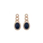 IR Gems Royal Blue Zircon Chain Drop Earrings | Gold Twisted Chain Pave + Oval Blue Sapphire Halo | Party Wear Statement