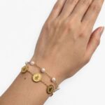 IR Gems Stainless Steel Coin Bracelet | Double Chain Gold Pearl & Coin Charms | Anti-Tarnish - Image 2