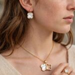 Gold Double Clover Set White - Stainless Steel MOP Necklace, Bali & Ring | IR Gems - Image 2
