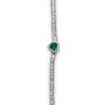 IR Gems Heart Tennis Bracelet – Baguette Zircon Bracelet with Colored Heart | 3 Colors