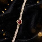 IR Gems Heart Tennis Bracelet – Baguette Zircon Bracelet with Colored Heart | 3 Colors - Image 4