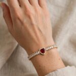 IR Gems Heart Tennis Bracelet – Baguette Zircon Bracelet with Colored Heart | 3 Colors - Image 3