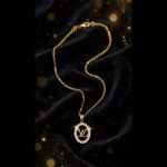 IR Gems Designer LV Oval Pendant Necklace | Gold & Silver Variant | Zircon Halo | Luxury Brand Style - Image 3