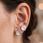 MOP Square + Crystal Stud Set Gold - Image 2