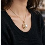 IR Gems Pearl Halo Necklace Gold Silver Variant | Double Zircon Circle Pearl Pendant - Image 5