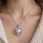 IR Gems Pearl Halo Necklace Gold Silver Variant | Double Zircon Circle Pearl Pendant - Image 4