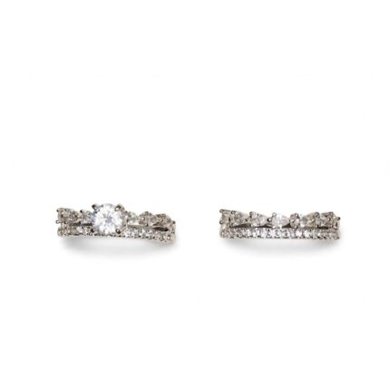 Royal Crown 2-in-1 Ring Set - Silver Solitaire Stackable Crown Rings
