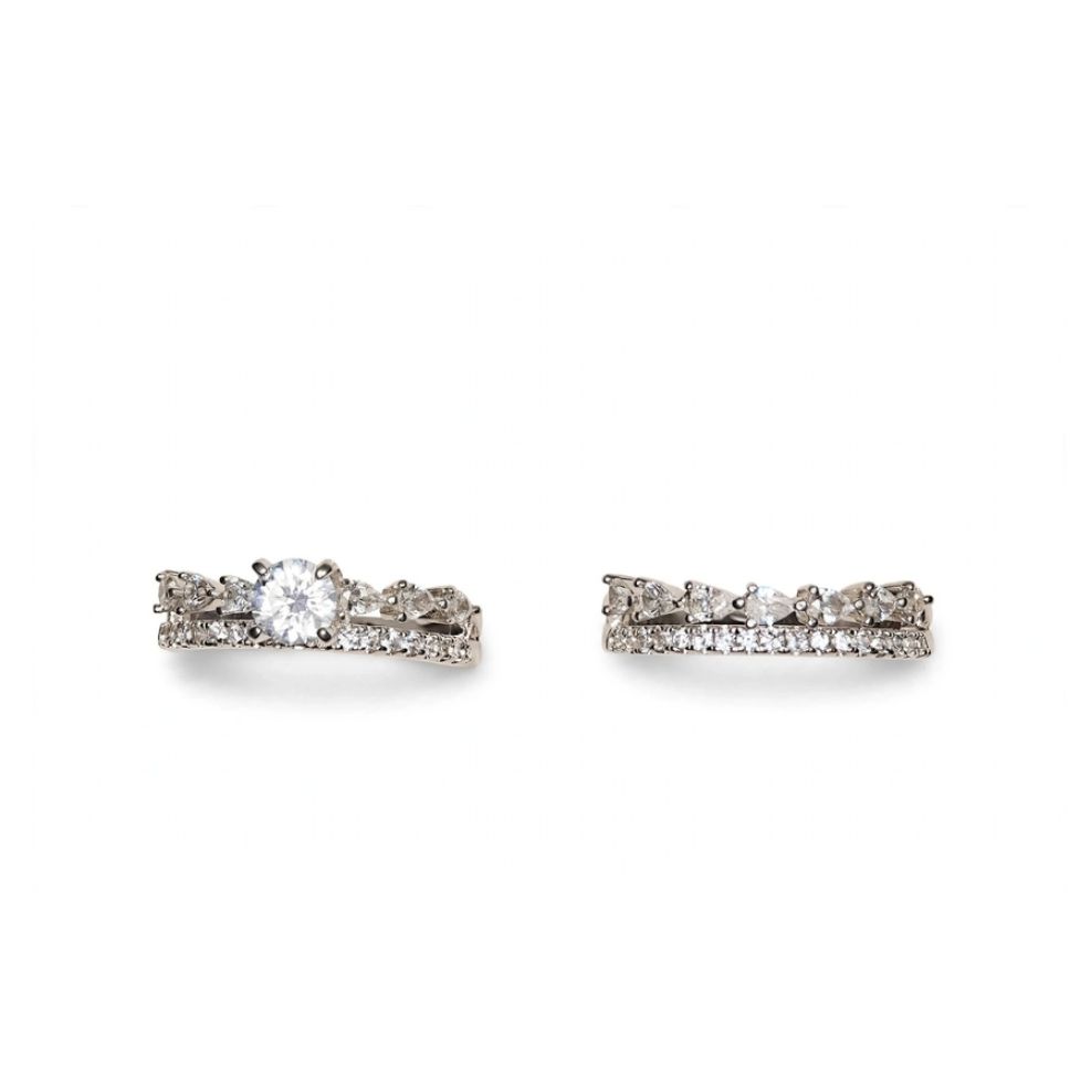 royal-crown-solitaire-ring-set-whit Royal Crown 2-in-1 Ring Set - Silver Solitaire Stackable Crown Rings - Image 1